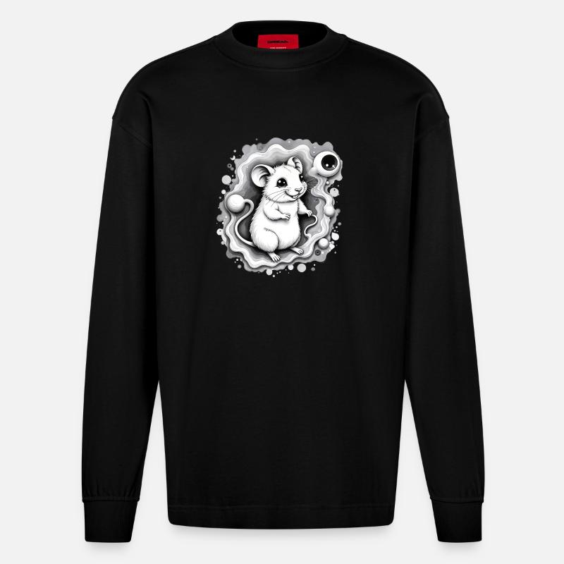 Hamster de l’espace - Manches longues bio épais oversize fabriqué en UE - SOLID BLACK