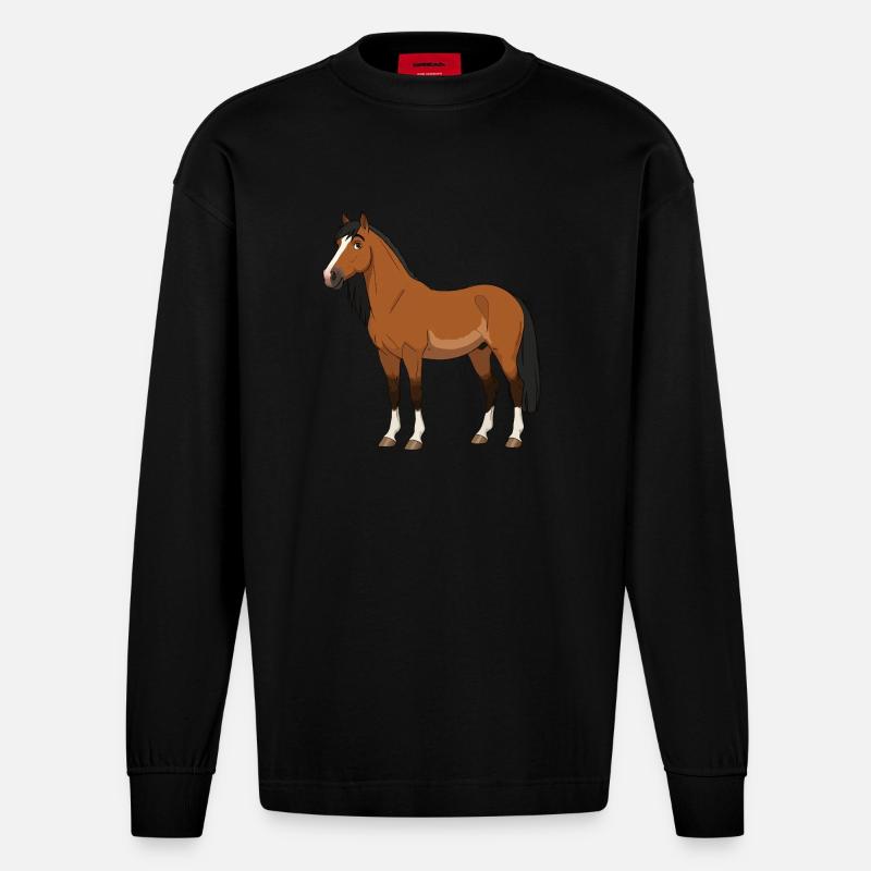 Moulinet à cheval Exmoor - Manches longues bio épais oversize fabriqué en UE - SOLID BLACK