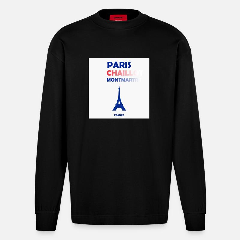 Paris, Frankreich - Heavyweight Oversized Organic Langarmshirt Made in EU - SOLID BLACK