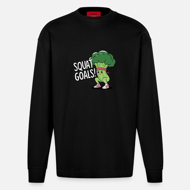 Objectifs de squat - Manches longues bio épais oversize fabriqué en UE - SOLID BLACK
