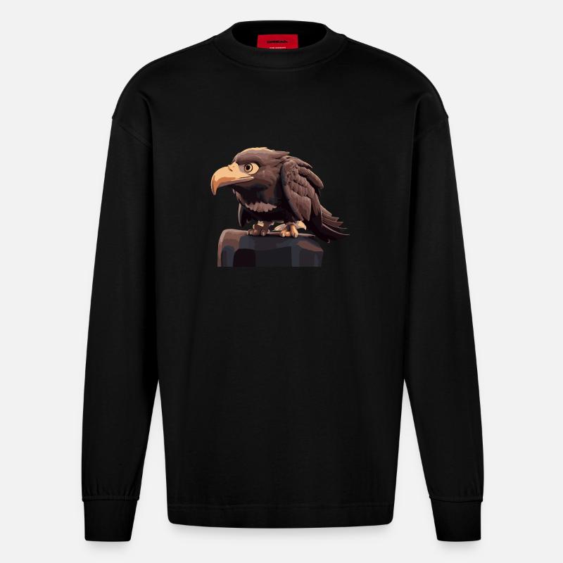 Bande dessinée Eagle - Manches longues bio épais oversize fabriqué en UE - SOLID BLACK