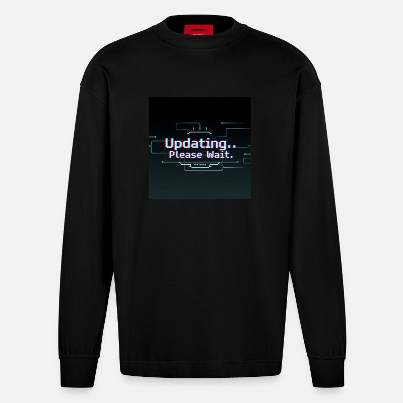 Glitch Update Ladebildschirm - Heavyweight Oversized Organic Langarmshirt Made in EU - SOLID BLACK