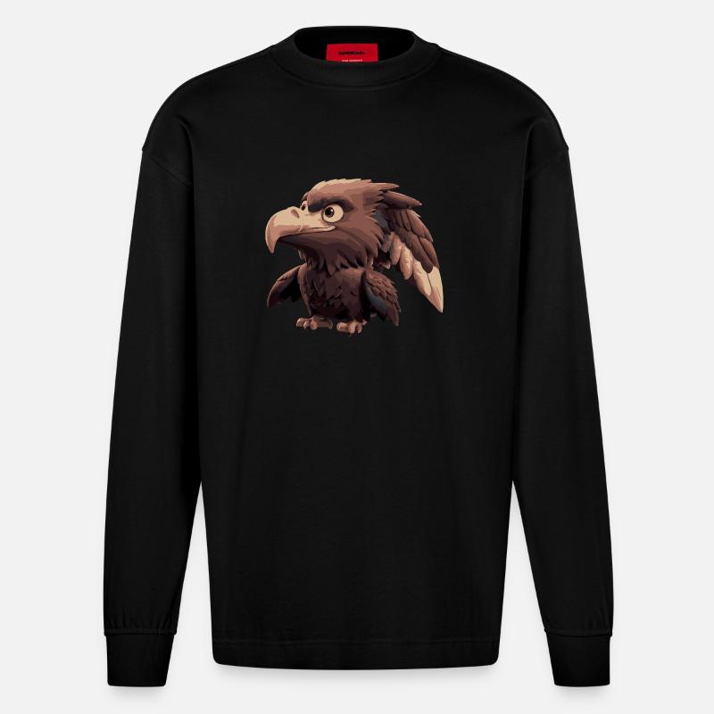 Bande dessinée Eagle - Manches longues bio épais oversize fabriqué en UE - SOLID BLACK
