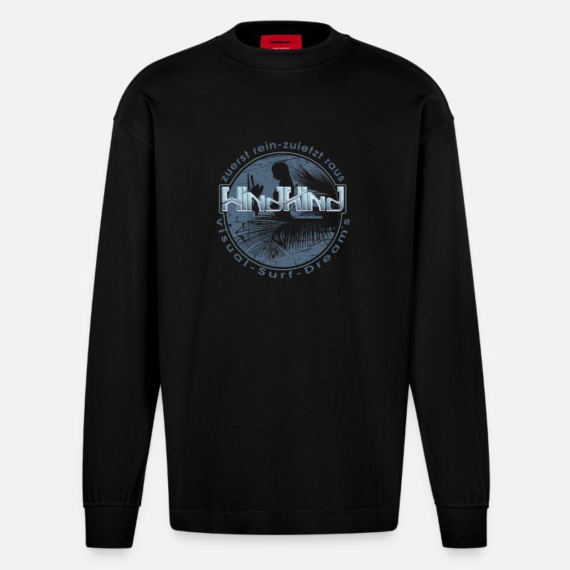 Rêve de surf visuel - Manches longues bio épais oversize fabriqué en UE - SOLID BLACK