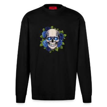 Faucheur bleu - Manches longues bio épais oversize fabriqué en UE - SOLID BLACK - Devant