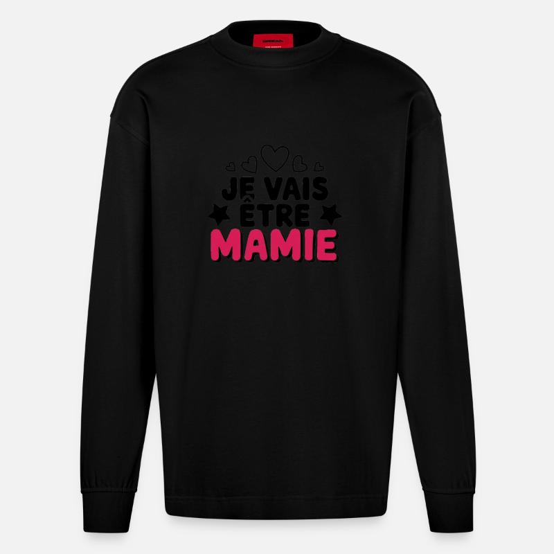 Ich werde Oma sein - Heavyweight Oversized Organic Langarmshirt Made in EU - SOLID BLACK