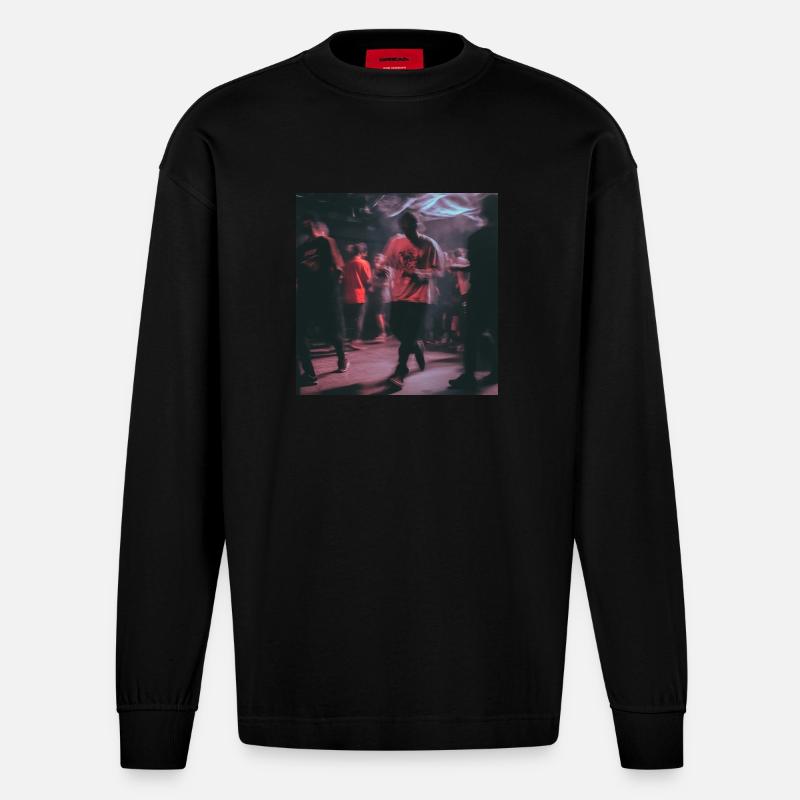 Techno dude - Heavyweight Oversized Organic Langarmshirt Made in EU - SOLID BLACK