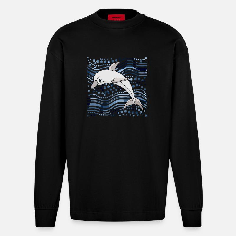 Delfin - Heavyweight Oversized Organic Langarmshirt Made in EU - SOLID BLACK