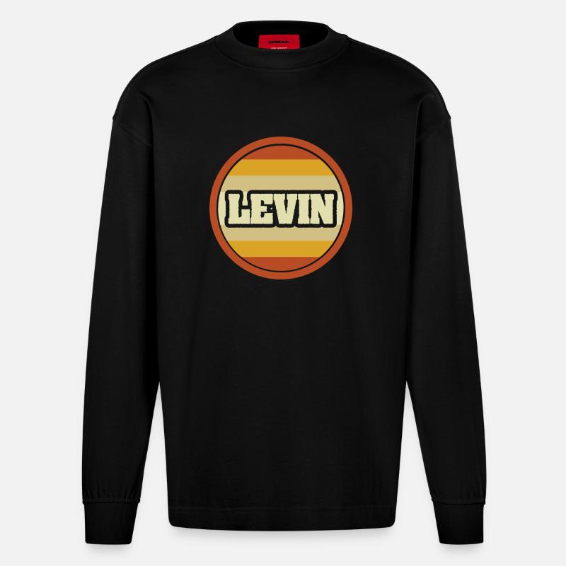 Levin as a given name - Heavyweight Oversized Organic Longsleeve Shirt Made in EU - SOLID BLACK