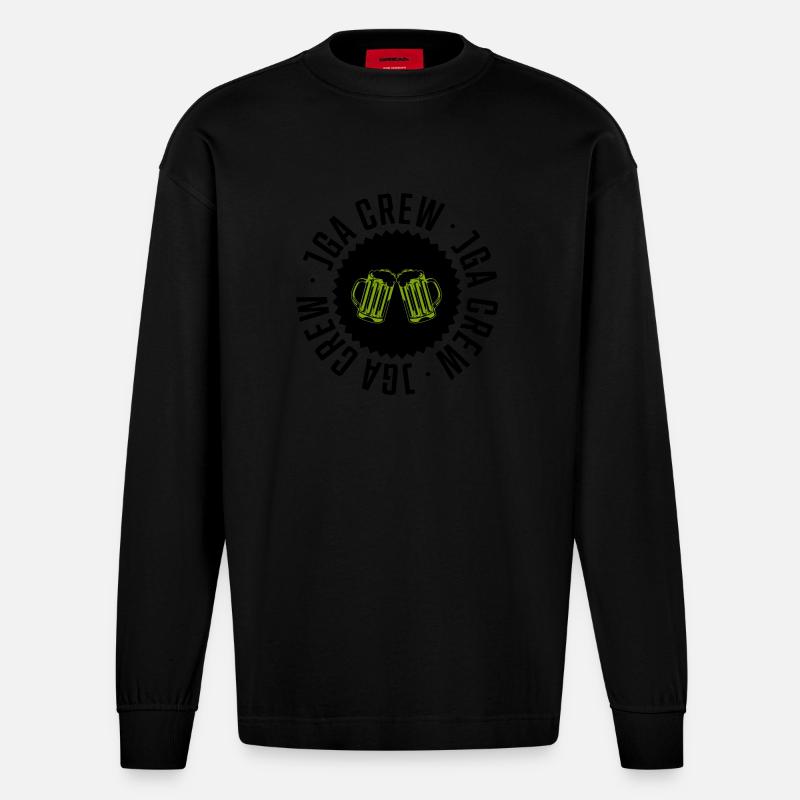 jga crew bier - Heavyweight Oversized Organic Langarmshirt Made in EU - SOLID BLACK