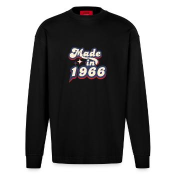 Made in 1966 Retro - Heavyweight Oversized Organic Longsleeve Shirt Made in EU - SOLID BLACK - Front