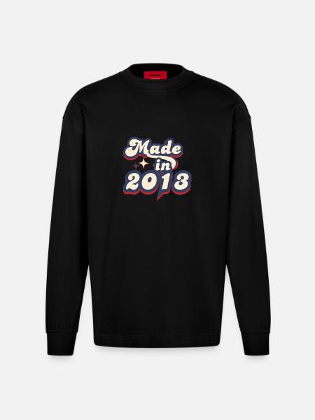 Made in 2013 retro - Heavyweight Oversized Organic Longsleeve Shirt Made in EU - SOLID BLACK