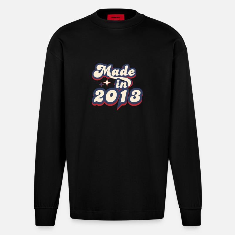 Made in 2013 retro - Heavyweight Oversized Organic Longsleeve Shirt Made in EU - SOLID BLACK