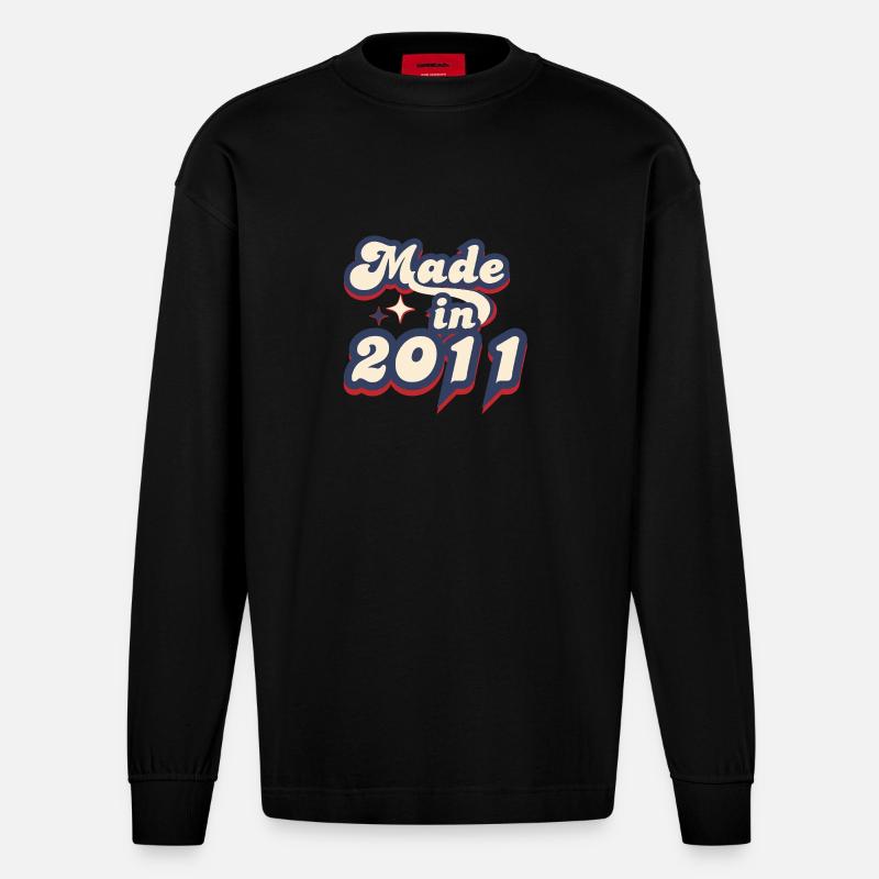 Made in 2011 retro - Heavyweight Oversized Organic Longsleeve Shirt Made in EU - SOLID BLACK