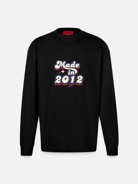 Made in 2012 retro - Heavyweight Oversized Organic Longsleeve Shirt Made in EU - SOLID BLACK