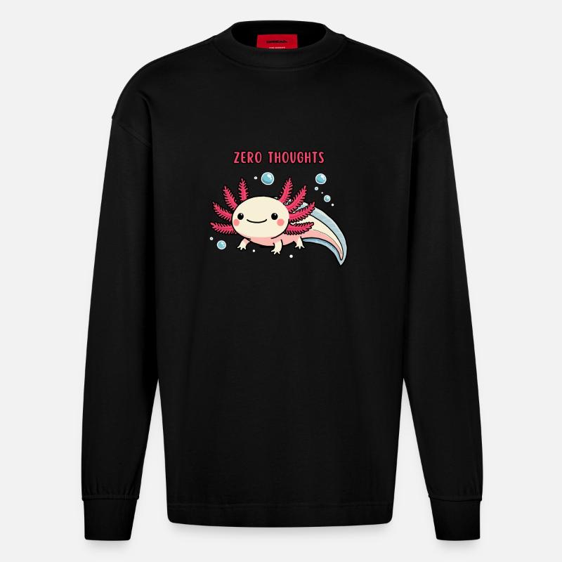 Axolotl - Zero thoughts - Heavyweight Oversized Organic Langarmshirt Made in EU - SOLID BLACK