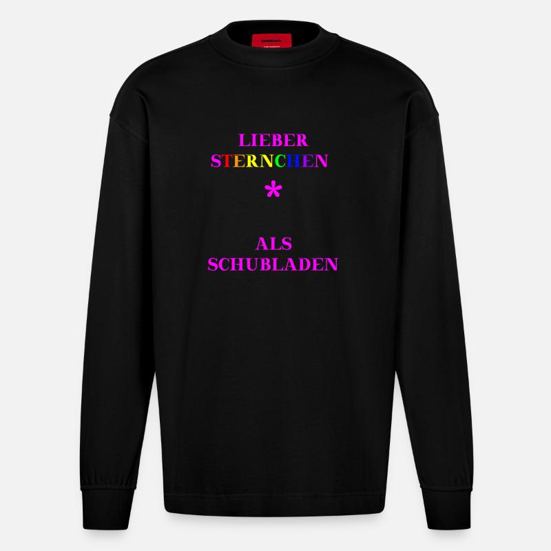 Lieber Sternchen als Schubladen Geschenkidee - Heavyweight Oversized Organic Langarmshirt Made in EU - SOLID BLACK