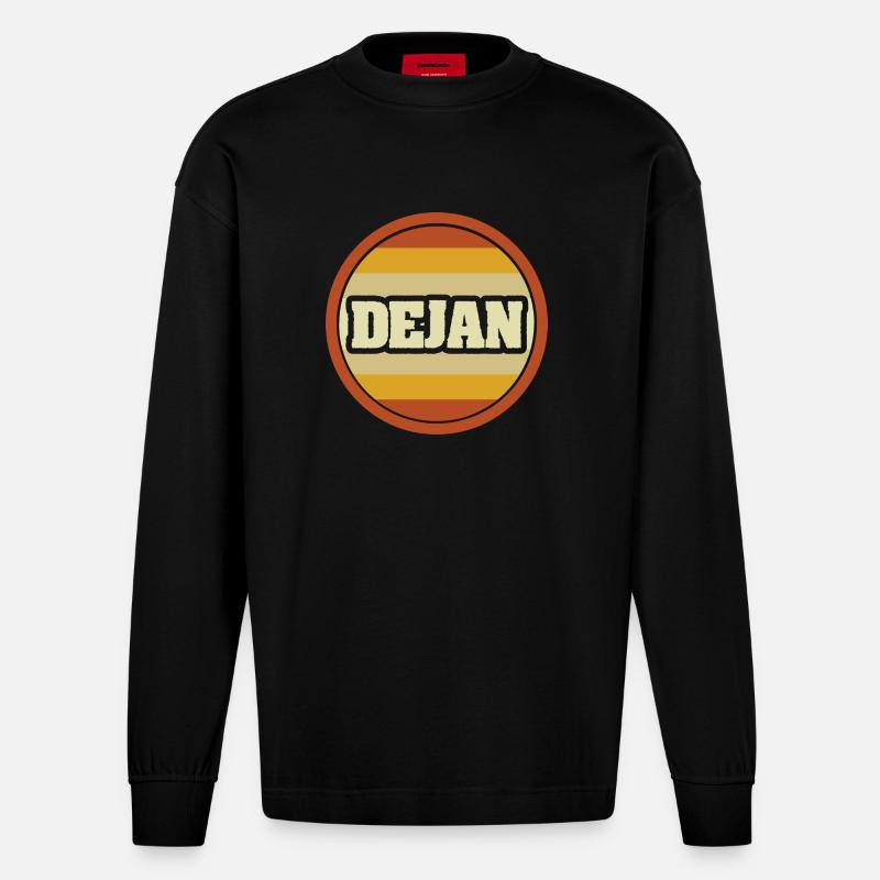 Dejan as a given name - Heavyweight Oversized Organic Longsleeve Shirt Made in EU - SOLID BLACK