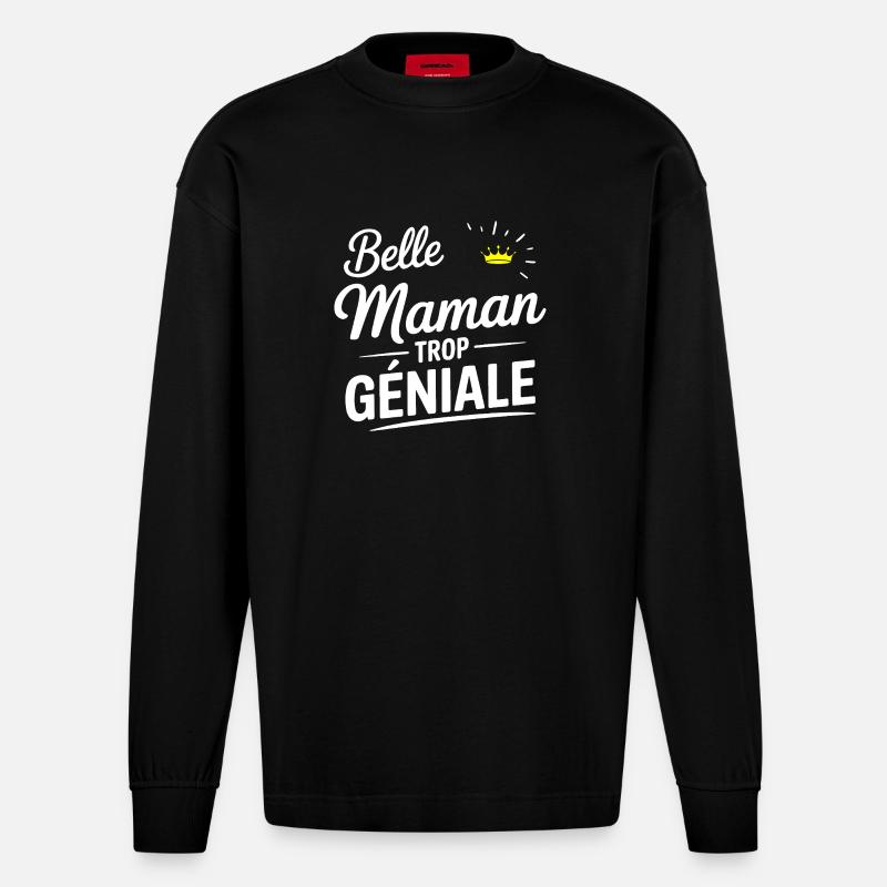 Schöne Mutter zu toll - Heavyweight Oversized Organic Langarmshirt Made in EU - SOLID BLACK