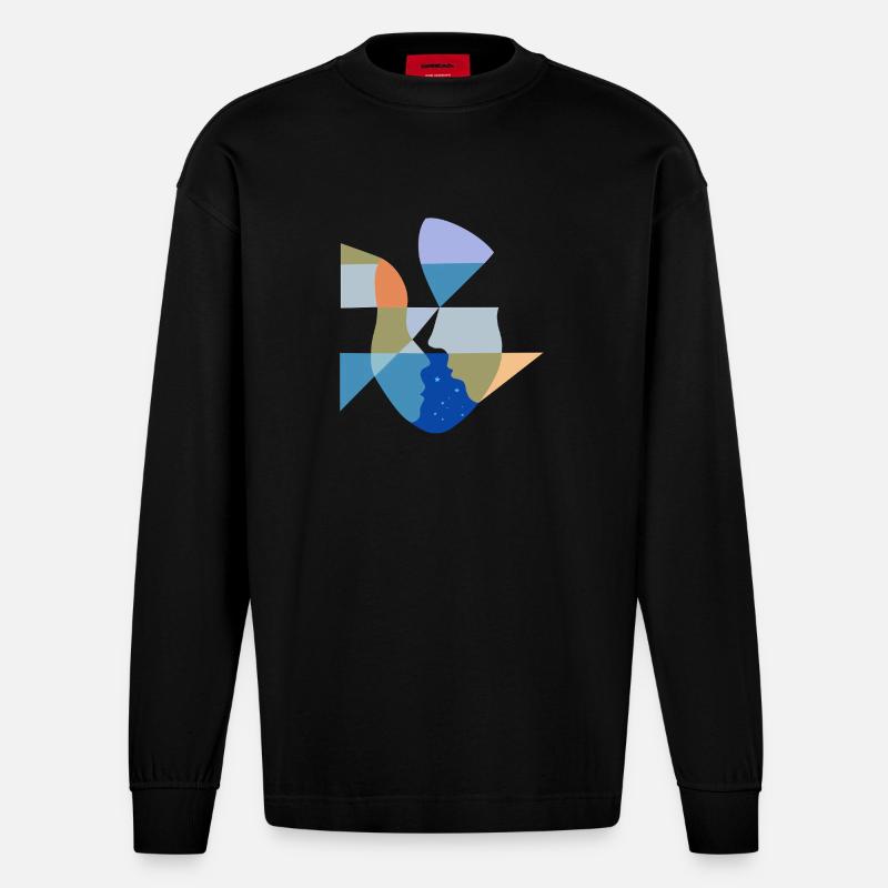 Connexion céleste - Manches longues bio épais oversize fabriqué en UE - SOLID BLACK