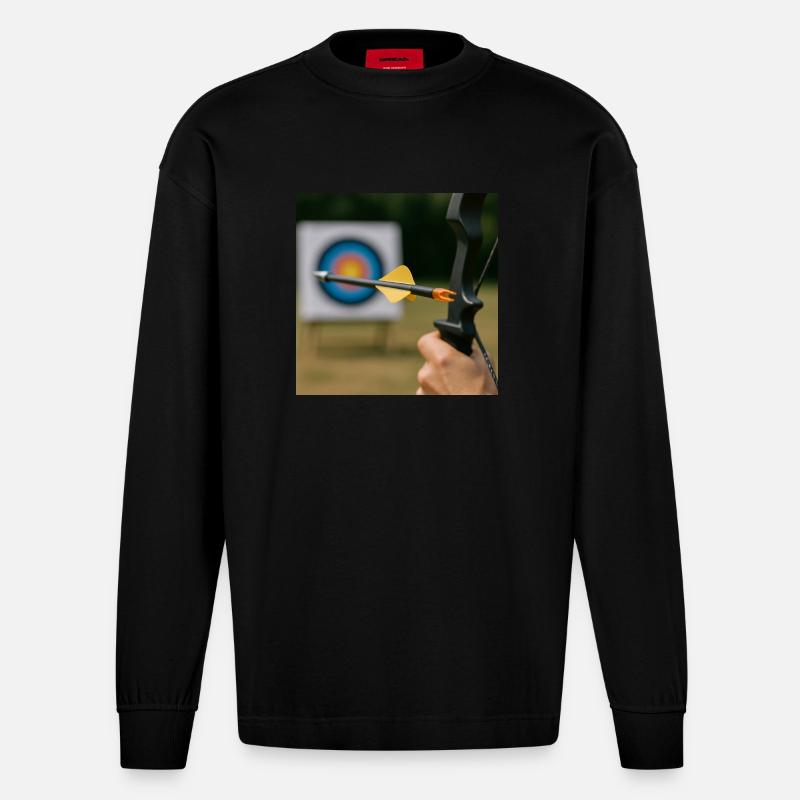 Bogenschießen - Heavyweight Oversized Organic Langarmshirt Made in EU - SOLID BLACK