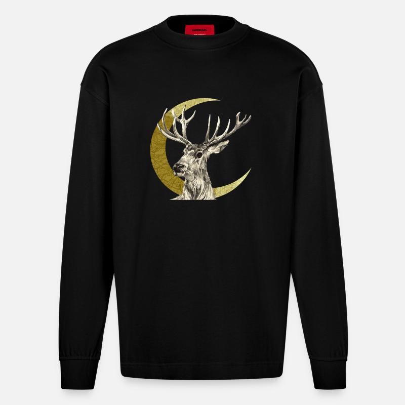 Cerf - Manches longues bio épais oversize fabriqué en UE - SOLID BLACK