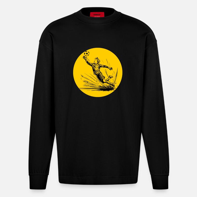 Goalkeeper (black and yellow) - Heavyweight Oversized Organic Longsleeve Shirt Made in EU - SOLID BLACK