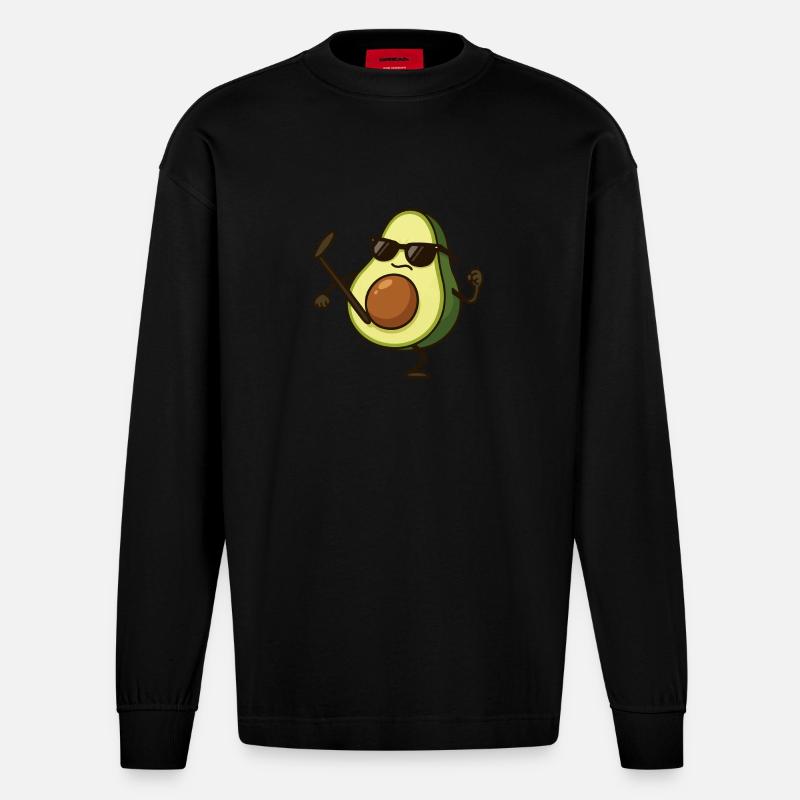 avocado karate - Heavyweight Oversized Organic Langarmshirt Made in EU - SOLID BLACK