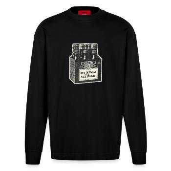 My Kinda Six Pack - Heavyweight Oversized Organic Langarmshirt Made in EU - SOLID BLACK - Vorne