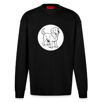 Retriever - Heavyweight Oversized Organic Longsleeve Shirt Made in EU - SOLID BLACK - Front