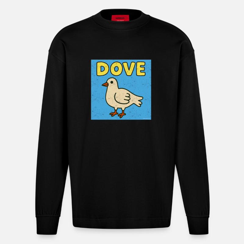 Dove - Frieden raus - Heavyweight Oversized Organic Langarmshirt Made in EU - SOLID BLACK
