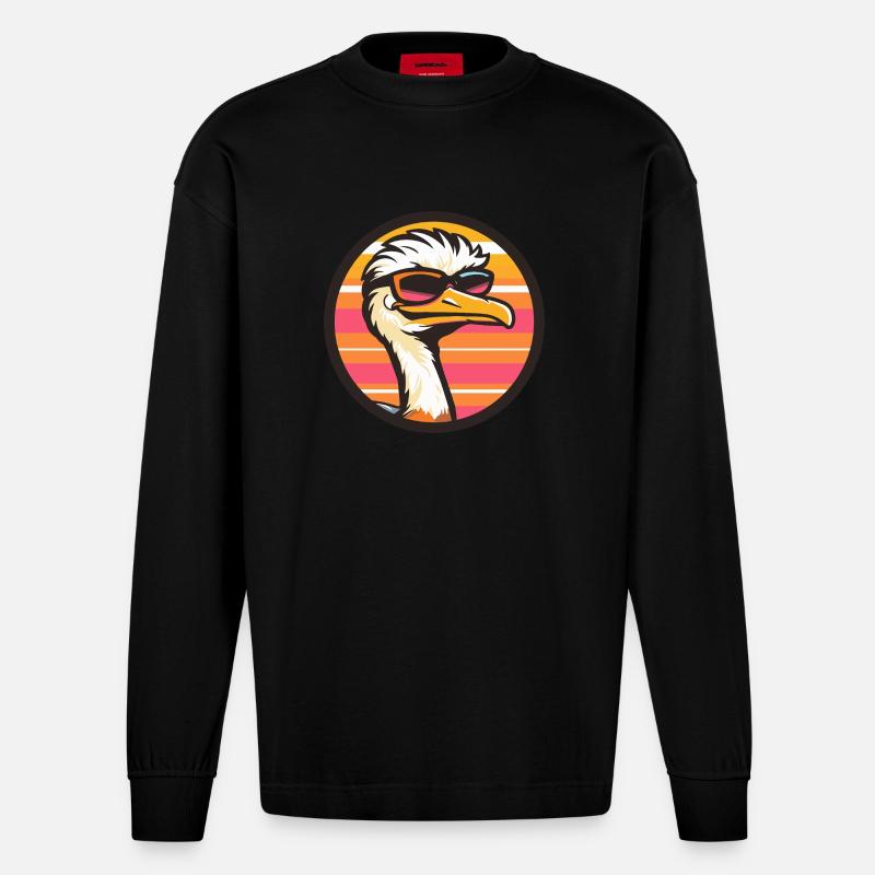 Strauß Comic Cool - Heavyweight Oversized Organic Langarmshirt Made in EU - SOLID BLACK