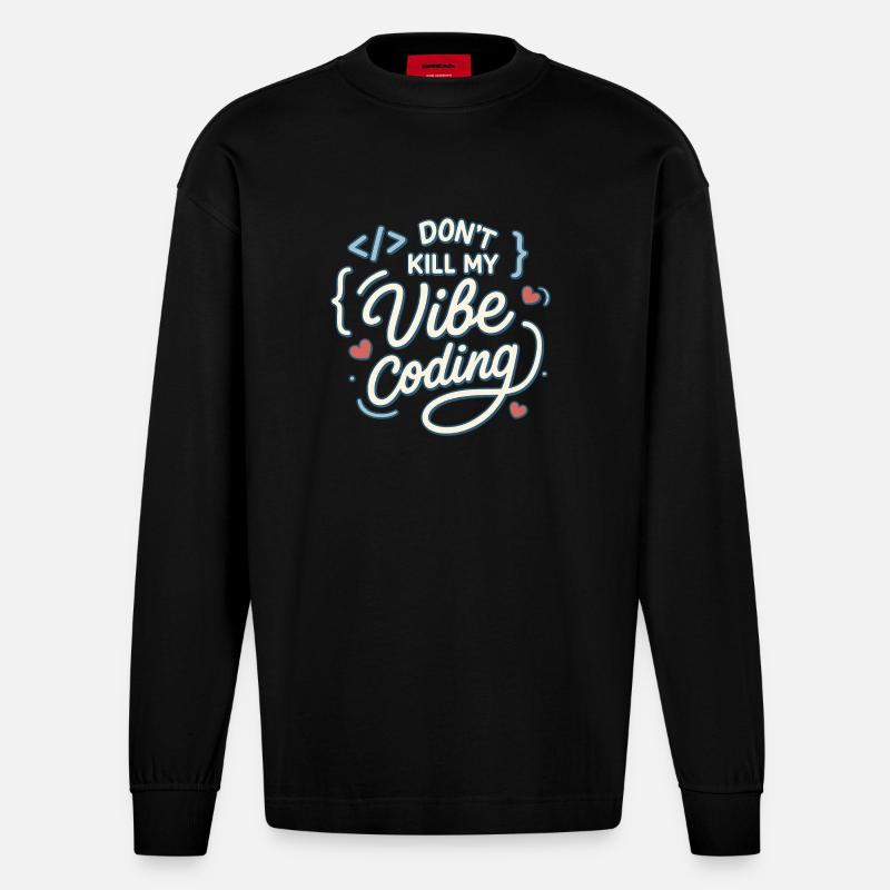 Vibe-Codierung - Heavyweight Oversized Organic Langarmshirt Made in EU - SOLID BLACK