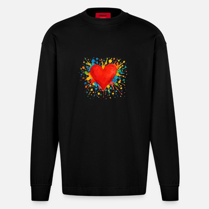 herz klecks - Heavyweight Oversized Organic Langarmshirt Made in EU - SOLID BLACK