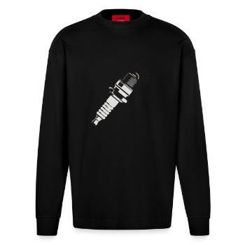 Spark plug - Heavyweight Oversized Organic Longsleeve Shirt Made in EU - SOLID BLACK - Front