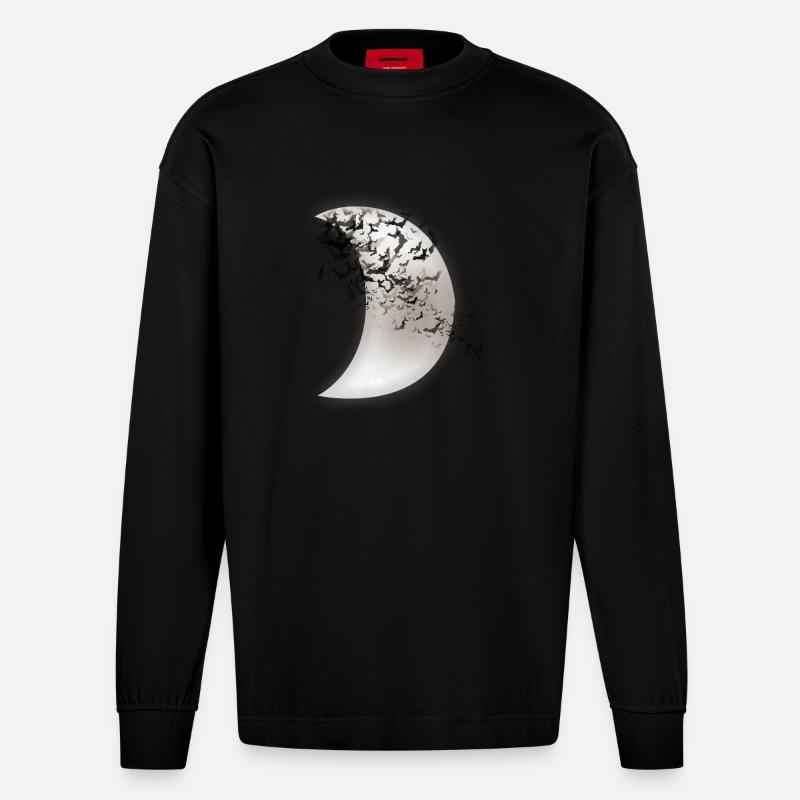 fledermäuse - Heavyweight Oversized Organic Langarmshirt Made in EU - SOLID BLACK