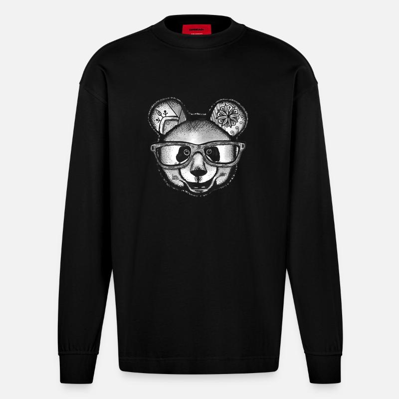 Panda - Heavyweight Oversized Organic Langarmshirt Made in EU - SOLID BLACK