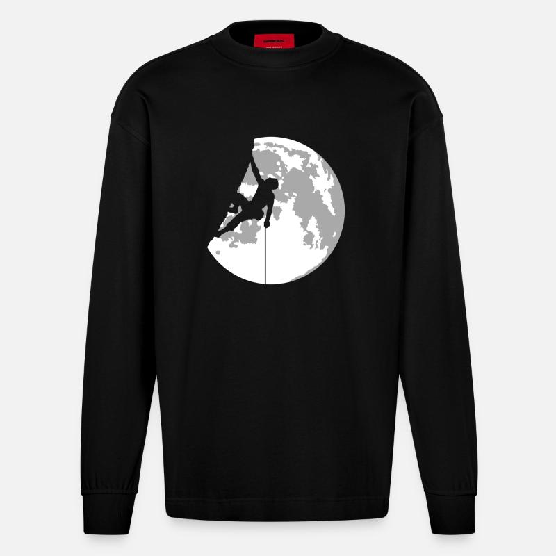 klettern - Heavyweight Oversized Organic Langarmshirt Made in EU - SOLID BLACK