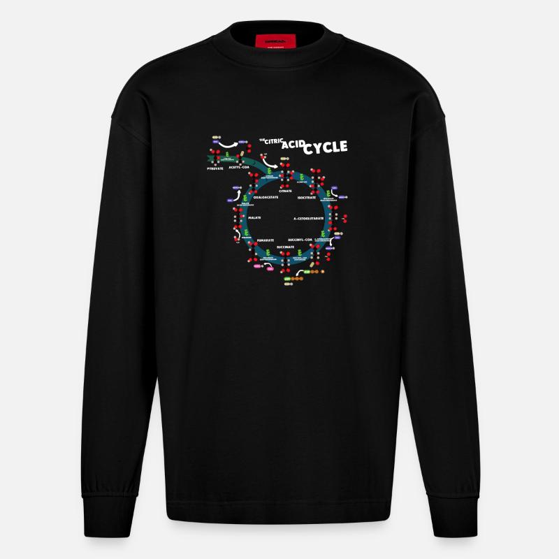 Le cycle de krebs - Manches longues bio épais oversize fabriqué en UE - SOLID BLACK