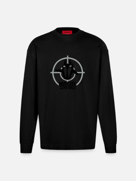 Power center - Heavyweight Oversized Organic Longsleeve Shirt Made in EU - SOLID BLACK