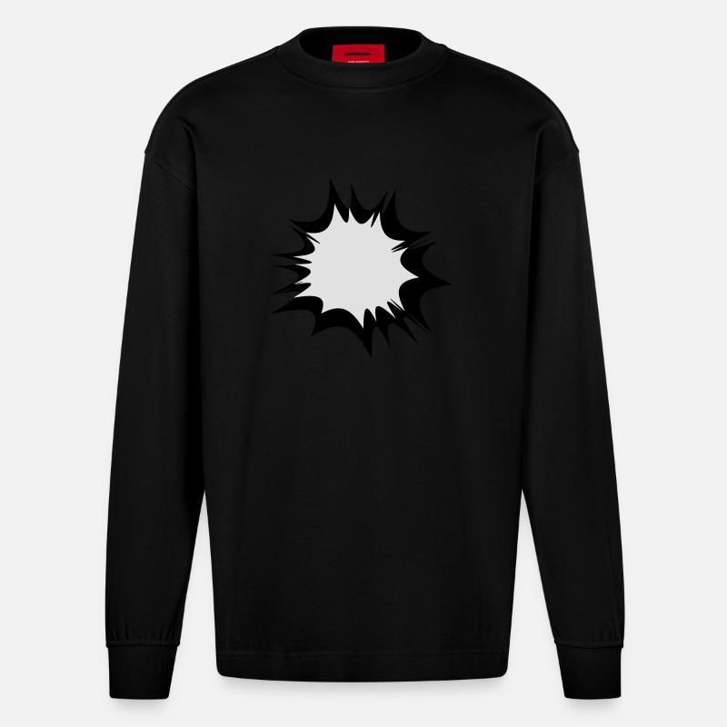 Speech comic bulle explosion - Manches longues bio épais oversize fabriqué en UE - SOLID BLACK
