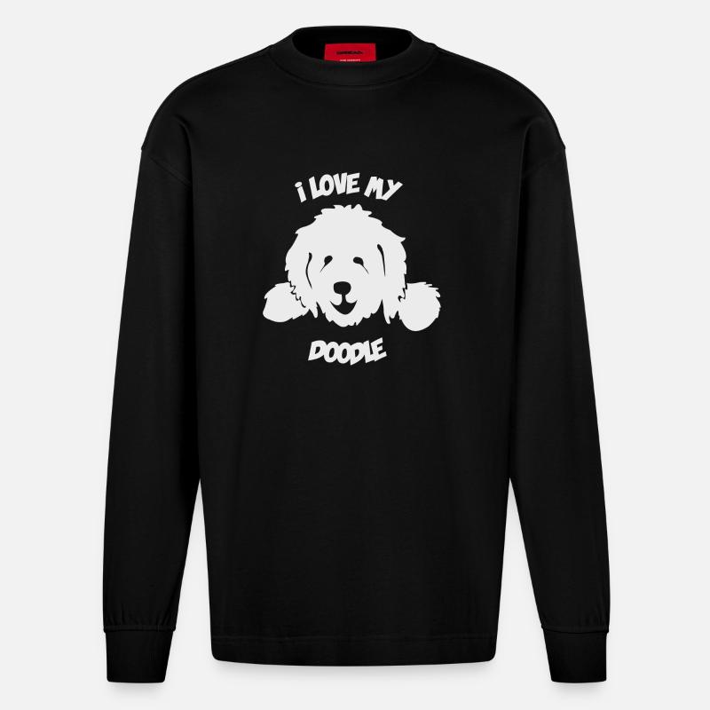 Doodle Goldendoodle Labradoodle Hund - Heavyweight Oversized Organic Langarmshirt Made in EU - SOLID BLACK