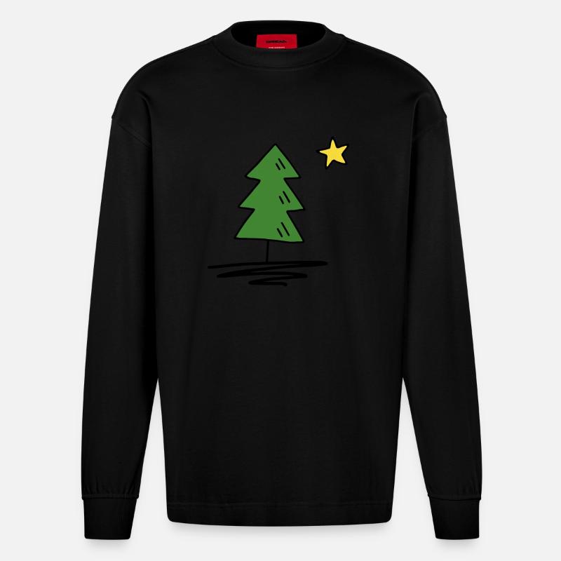 Tannenbaum - Heavyweight Oversized Organic Langarmshirt Made in EU - SOLID BLACK