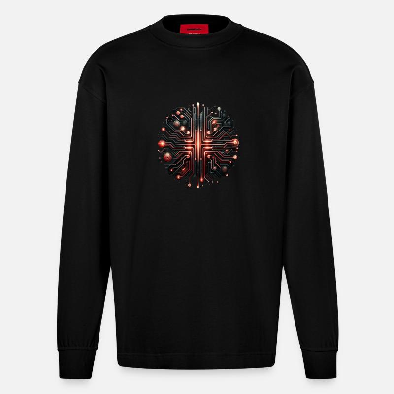 Computer Chip - Heavyweight Oversized Organic Langarmshirt Made in EU - SOLID BLACK