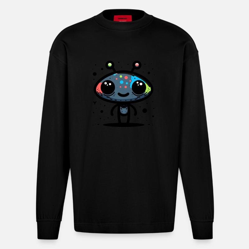 Alien Encounter - Heavyweight Oversized Organic Langarmshirt Made in EU - SOLID BLACK