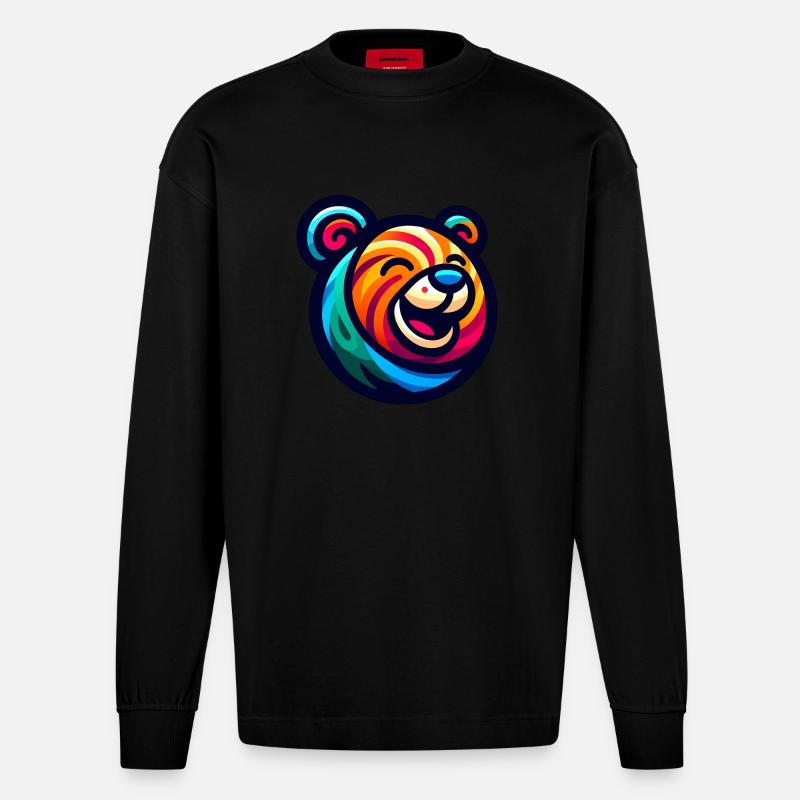 Funny Bear - Heavyweight Oversized Organic Langarmshirt Made in EU - SOLID BLACK