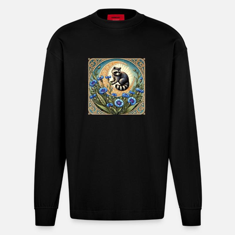 Waschbär - Heavyweight Oversized Organic Langarmshirt Made in EU - SOLID BLACK