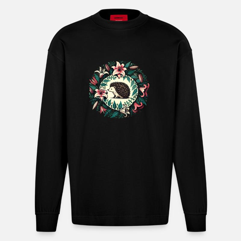 Hérisson - Manches longues bio épais oversize fabriqué en UE - SOLID BLACK