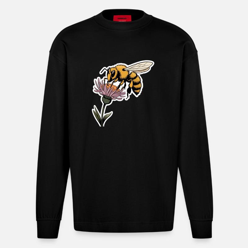 Bee - Manches longues bio épais oversize fabriqué en UE - SOLID BLACK