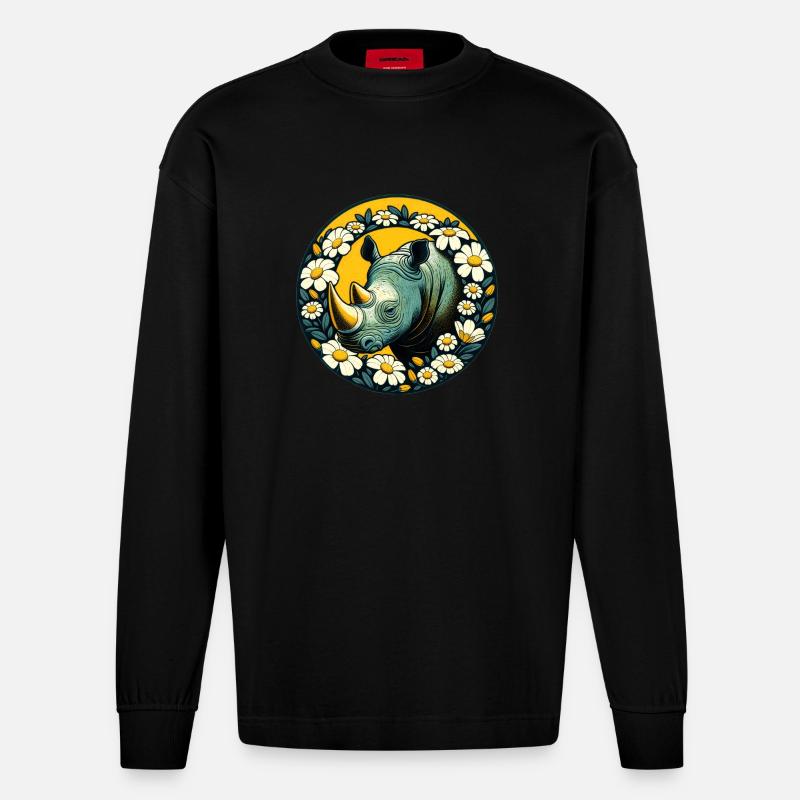 Nashorn - Heavyweight Oversized Organic Langarmshirt Made in EU - SOLID BLACK